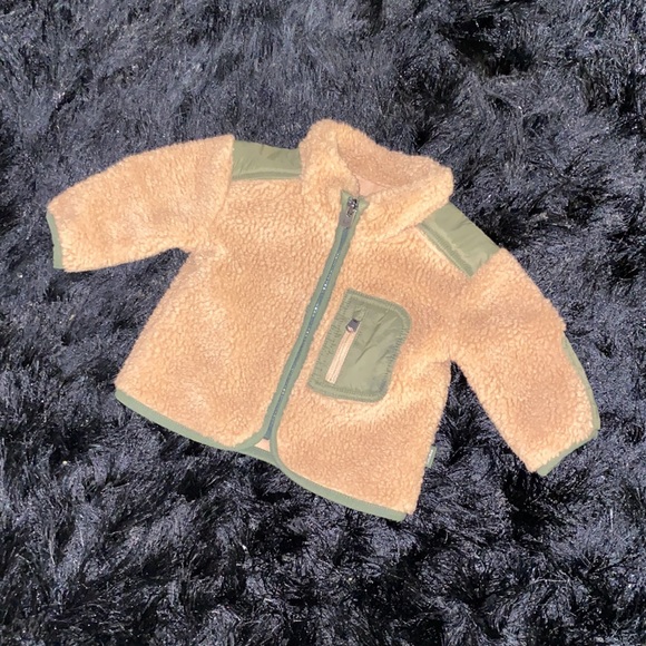 Baby Gap Sherpa Coat - Caramel & Olive - Picture 1 of 2